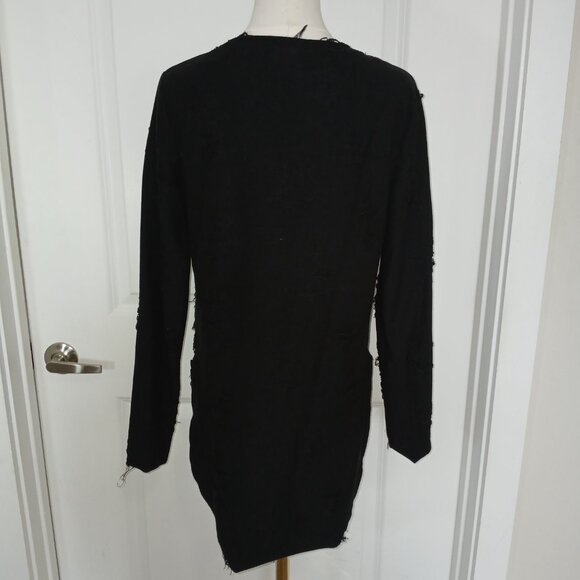 H&M Divided Distressed Tunic Top Body Suit Women's Small Black Grunge Punk Style - Picture 4 of 6